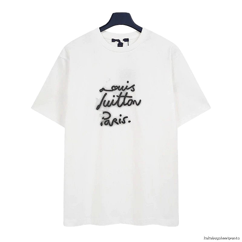 Louis Vuitton Graffiti Casual Style White T-Shirt