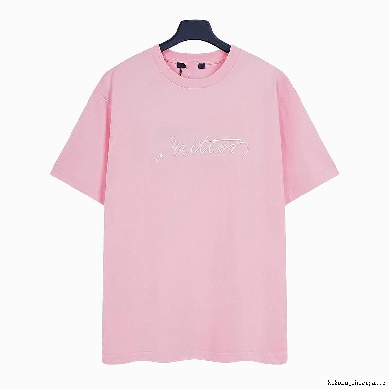 Louis Vuitton Minimalist Style Embroidered Pink T-Shirt
