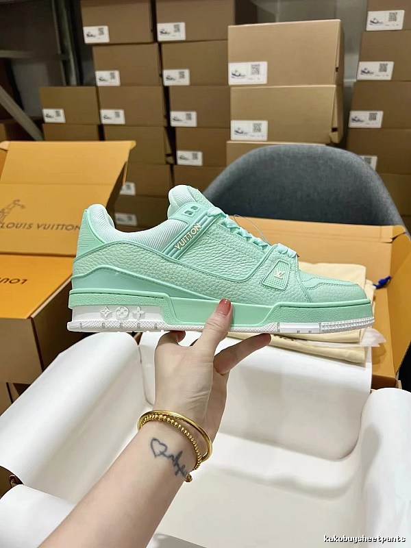 Louis Vuitton Mint Green Low-top Sneaker with Mint Green Low-top Above for Photo Ready Styling