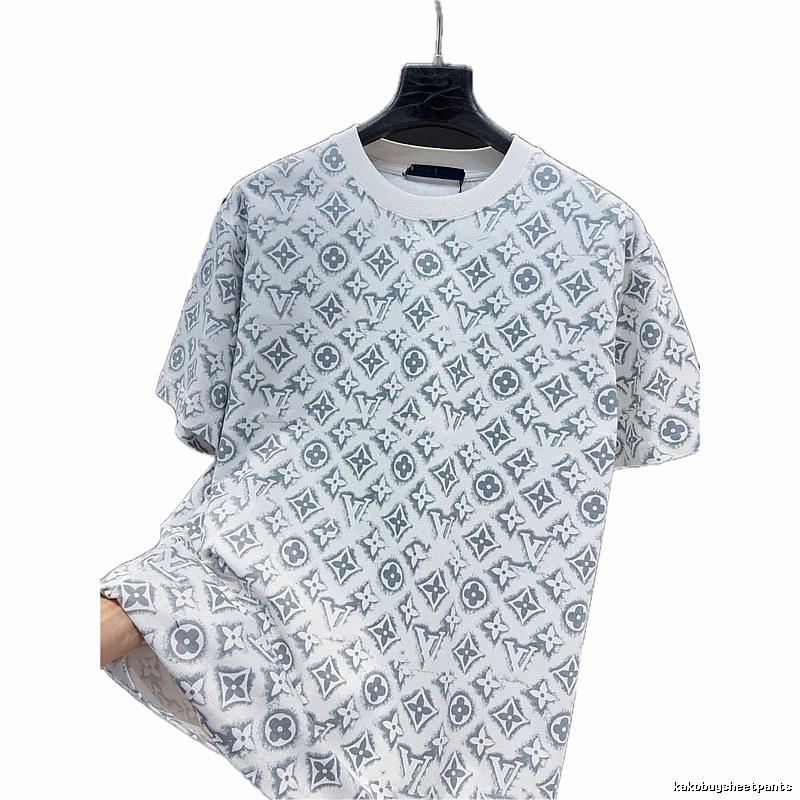 Louis Vuitton Monogram Light Luxury Style White and Gray Short-sleeve T-shirt