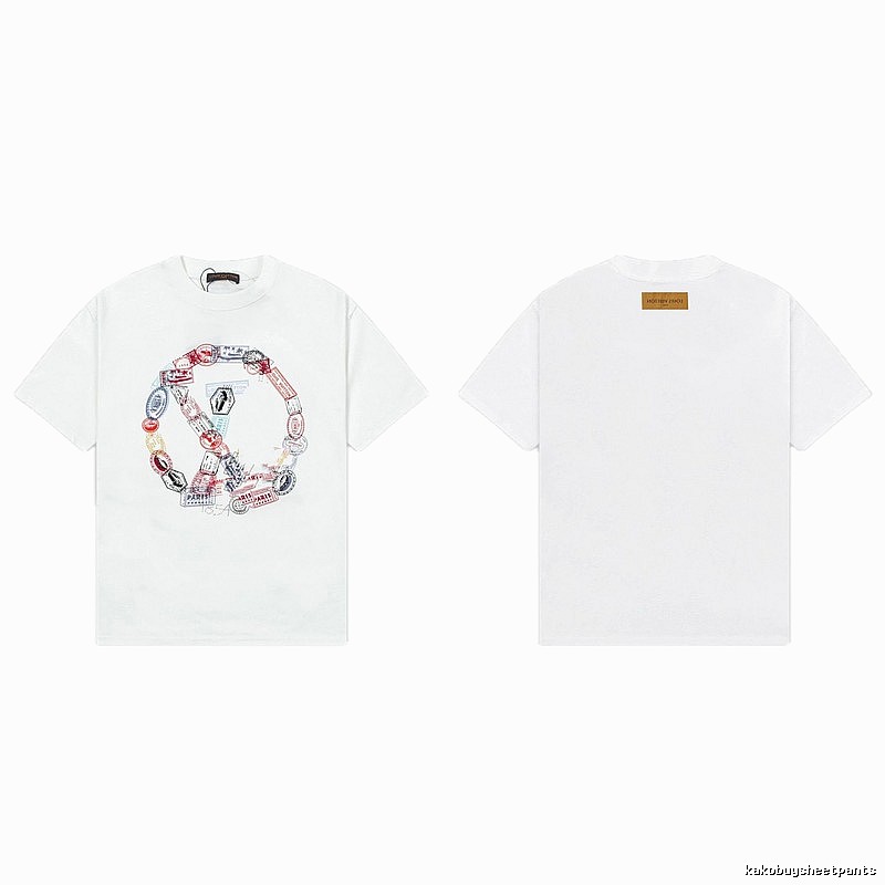 Louis Vuitton Postmark Print Vintage Style White T-Shirt