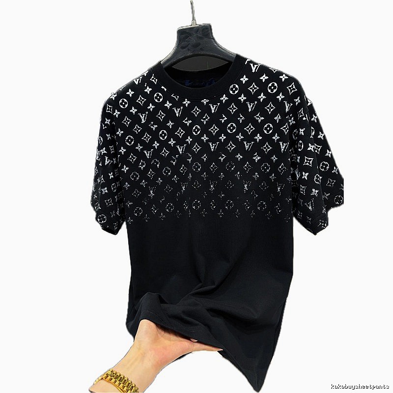 Louis Vuitton Trendy All-over Monogram Print Black T-Shirt