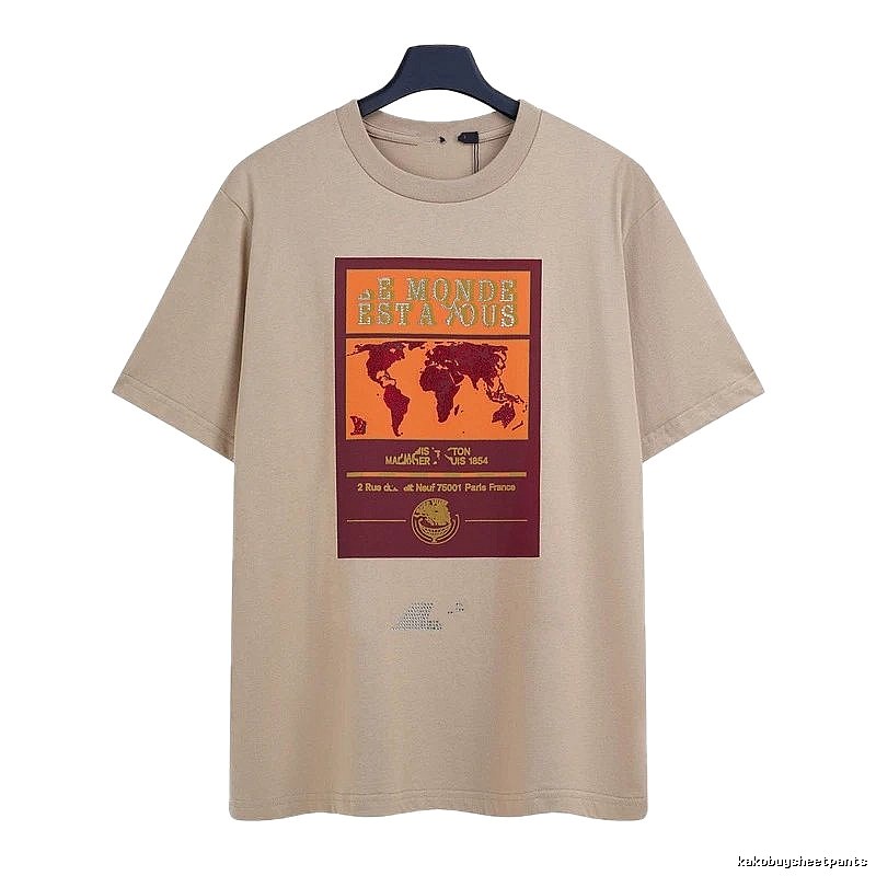 Louis Vuitton Vintage-style Map Print Khaki T-Shirt