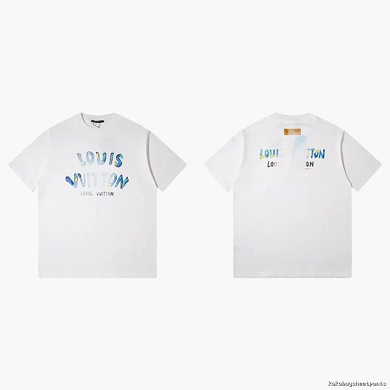 Louis Vuitton Watercolor Graffiti Style White T-Shirt