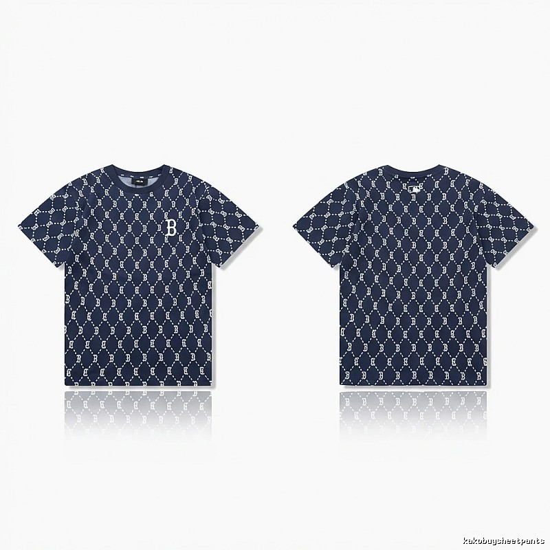 MLB full - printed style navy blue T - shirt