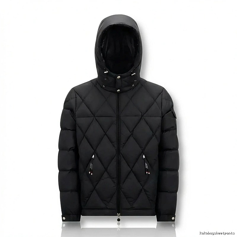 Moncler diamond-check trendy and cool style black down jacket