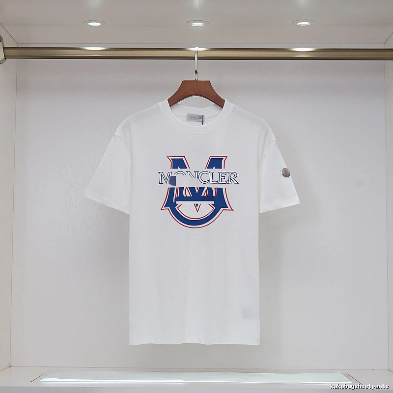 Moncler Large M Printed Casual Style White T-Shirt