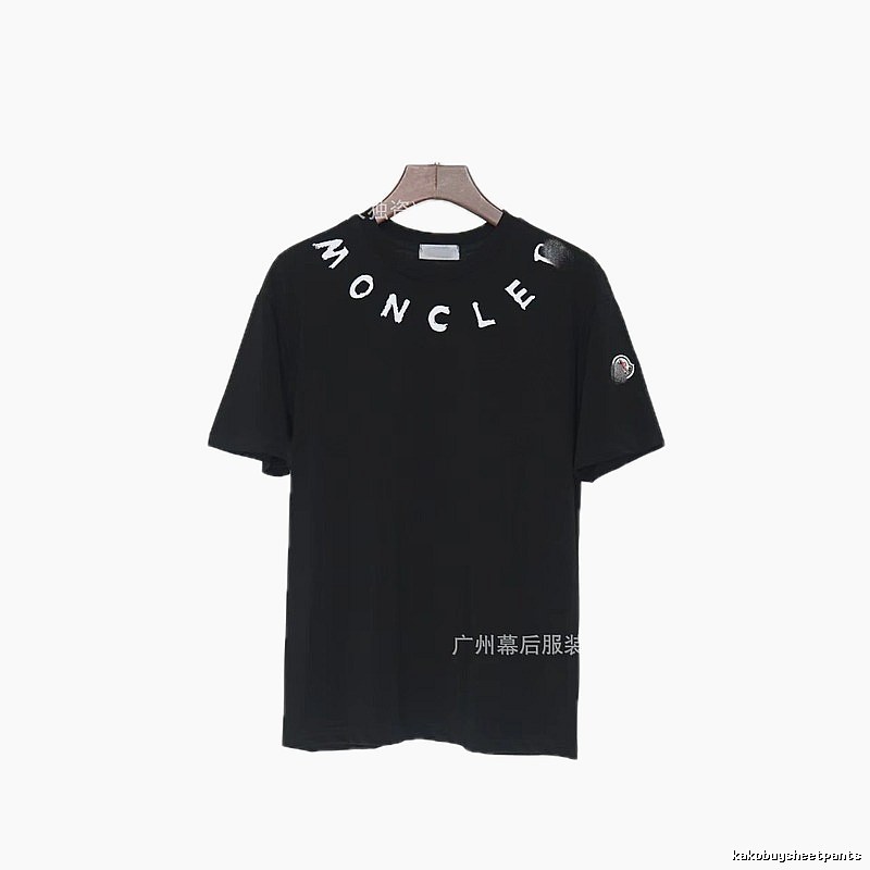 Moncler Letter Print Casual Style Black T-Shirt