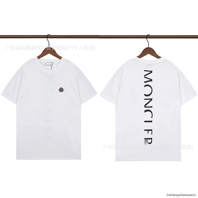Moncler Letter Print Trendy Style White T-Shirt
