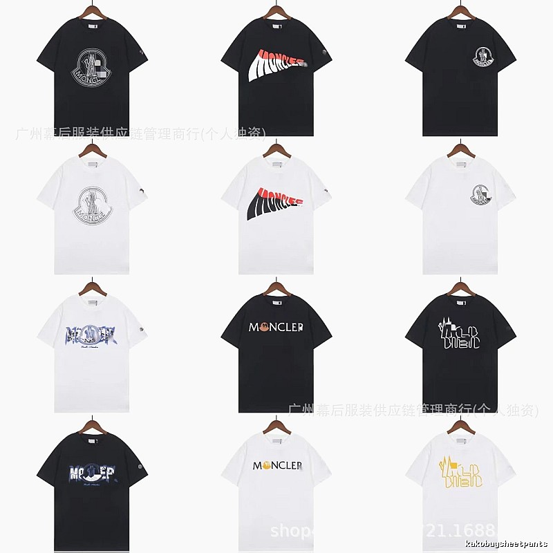 Moncler Logo Printed Trendy Black & White Short-Sleeve T-Shirt