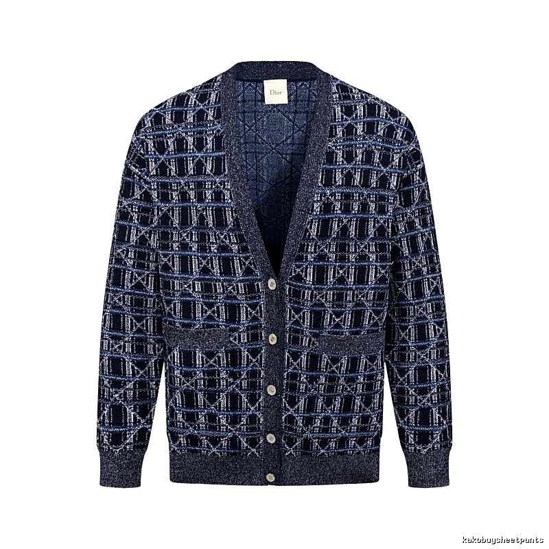 Navy Dior Button-front Cardigan for Layered Winter Looks