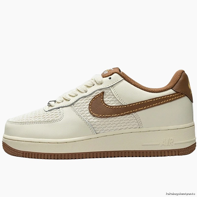Nike Air Force 1 Retro Style White and Brown Shoes