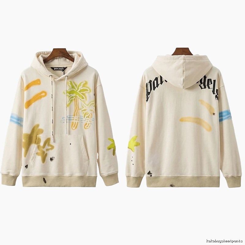 Palm Angels Graffiti Style White Hoodie