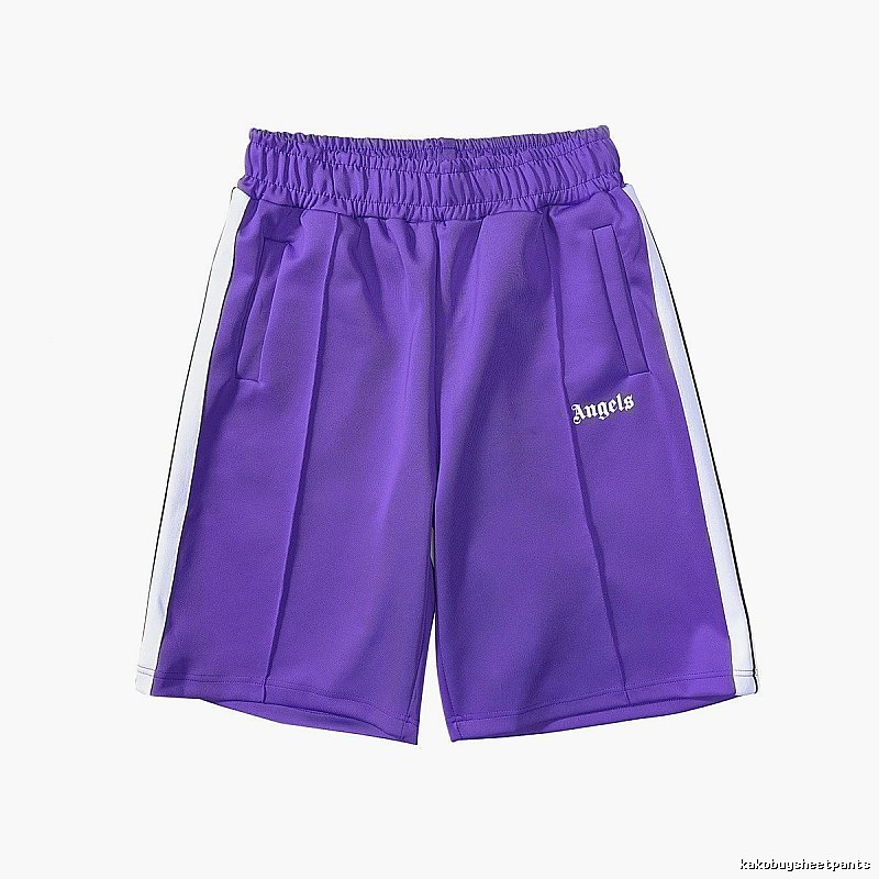 Palm Angels Patterned Track shorts Black Side Stripe with Polished Detail