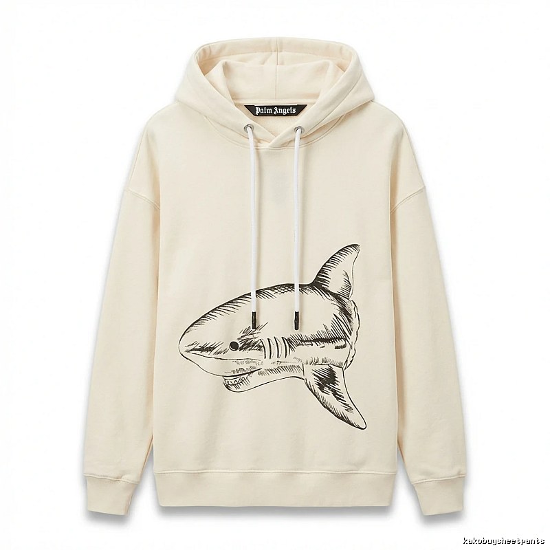 Palm Angels Shark Series Simple Style Beige Hoodie