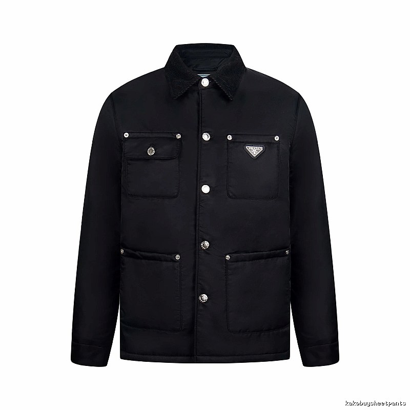 Prada Layering Utility Work Jacket with triangle logo