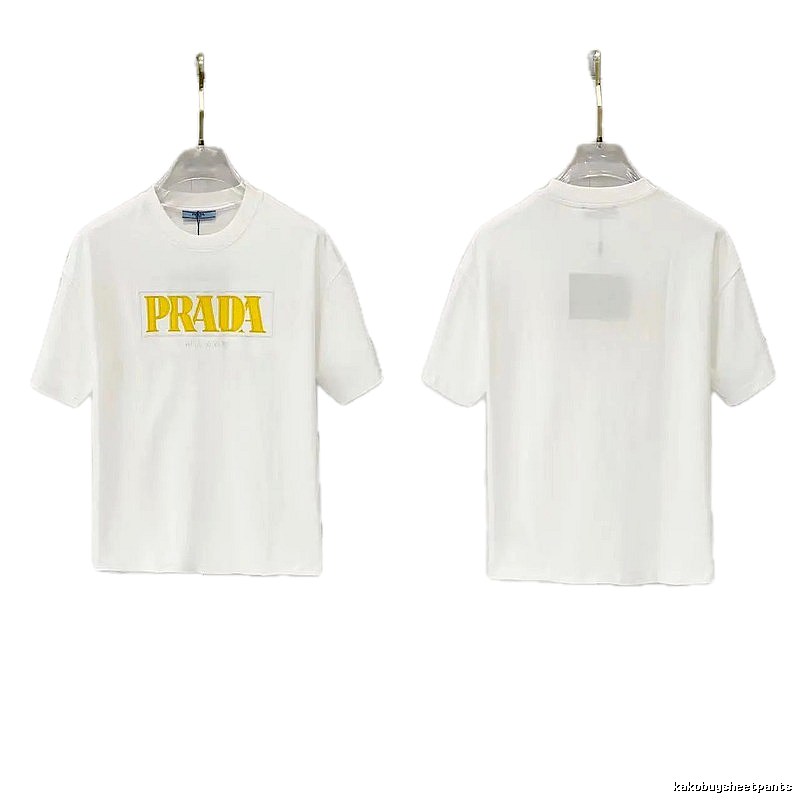 Prada Letter Print Streetwear Style White T-Shirt