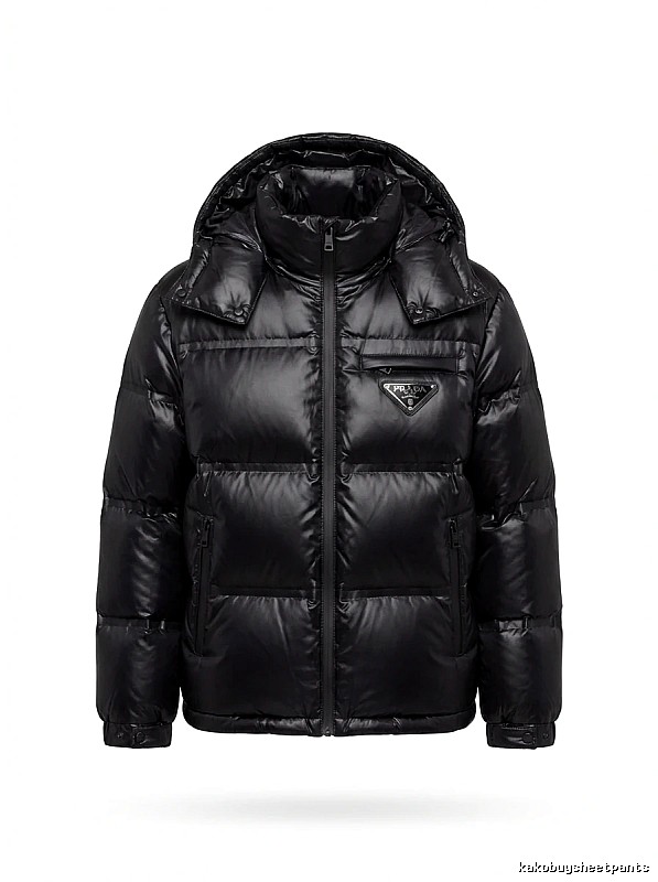 Prada triangle logo black down jacket