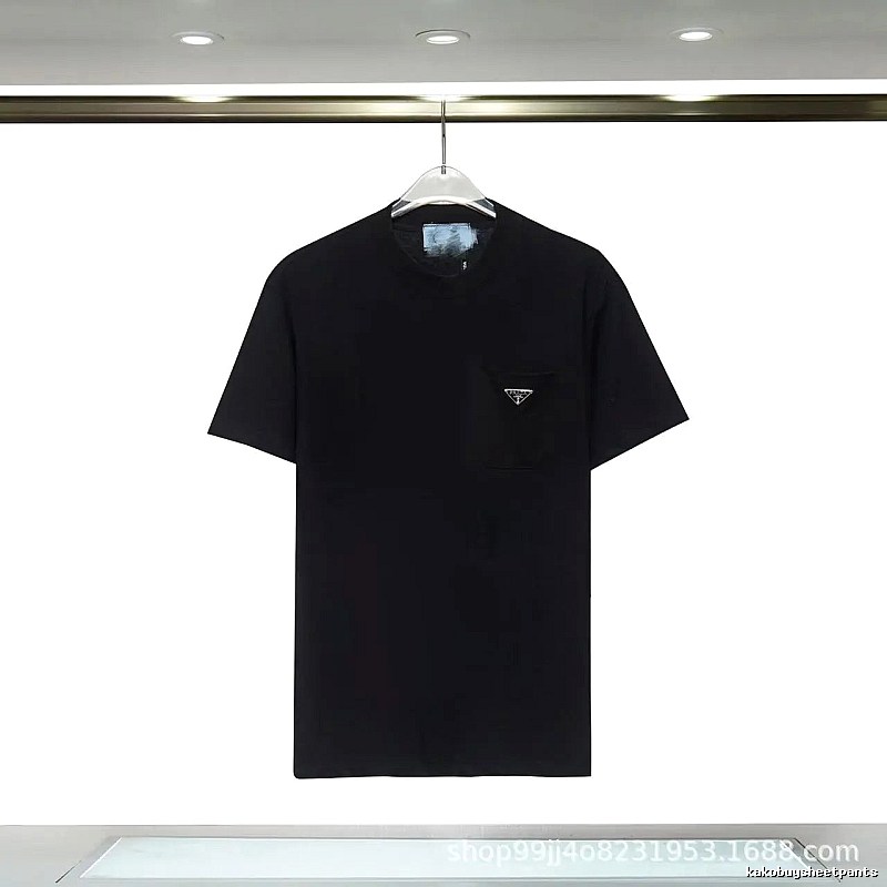 Prada Triangle Logo Minimalist Style Black Short-sleeve T-shirt
