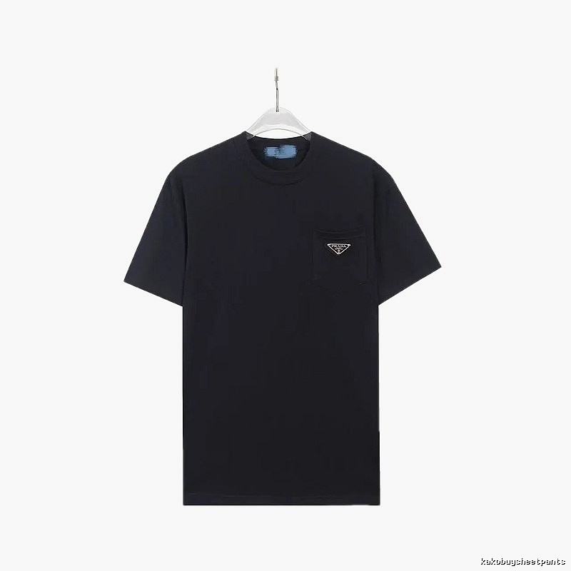 Prada Triangle Logo Minimalist Style Black Short-sleeve T-shirt