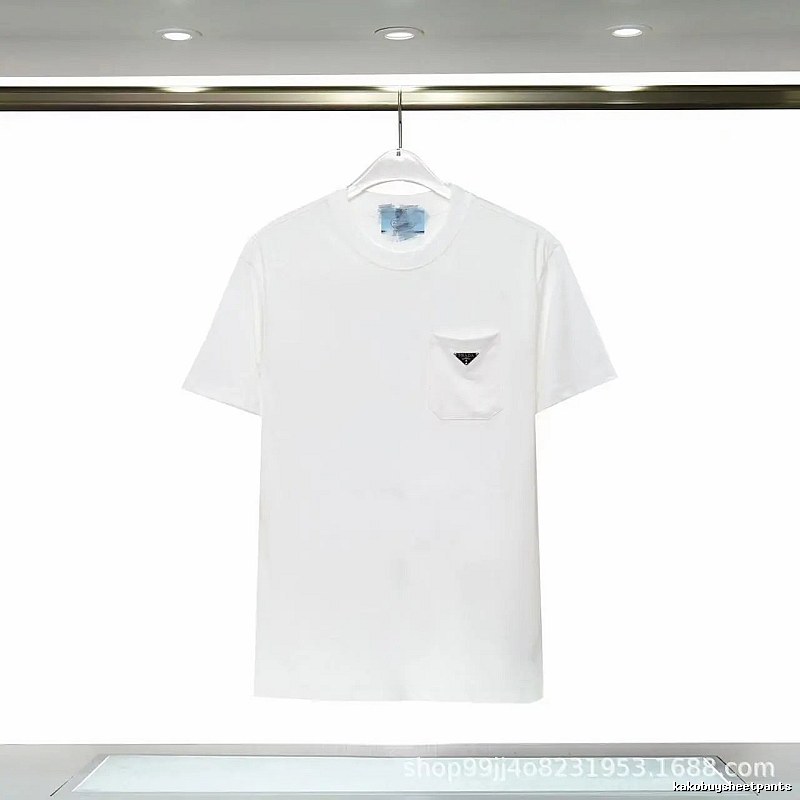 Prada Triangle Logo Minimalist Style White Short-sleeve T-shirt