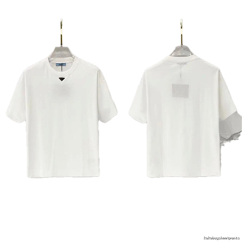 Prada Triangle Logo Minimalist Style White T-Shirt