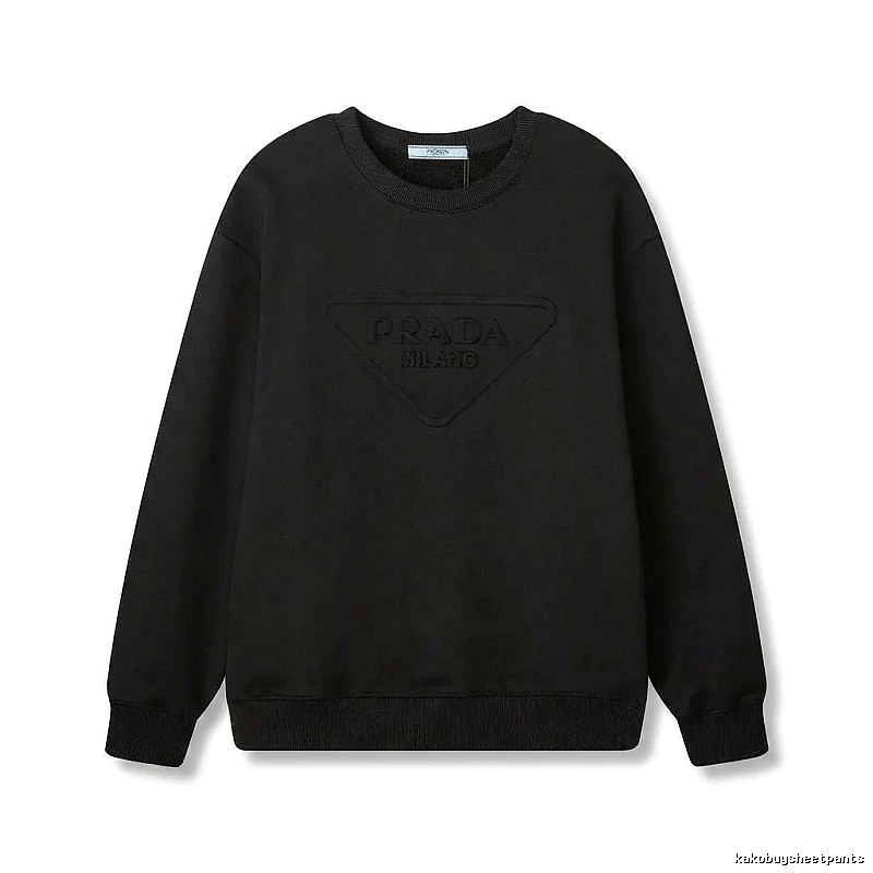 Prada triangular logo simple black sweatshirt