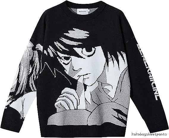 Premium Style Anime graphic sweater Black Knit Top for Minimal Outfits