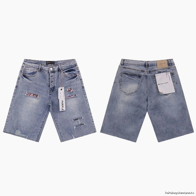 PurpleGodspeed Distressed Light Blue Denim Shorts