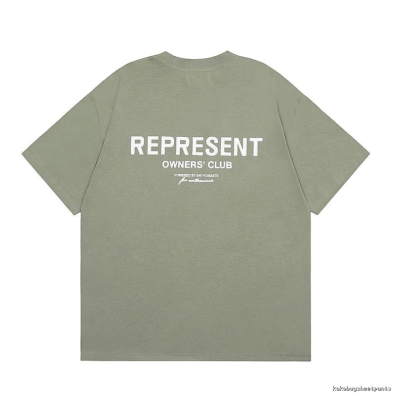 Represent Army Green Style 868 Owners Club T-Shirt Signature Detail Logo