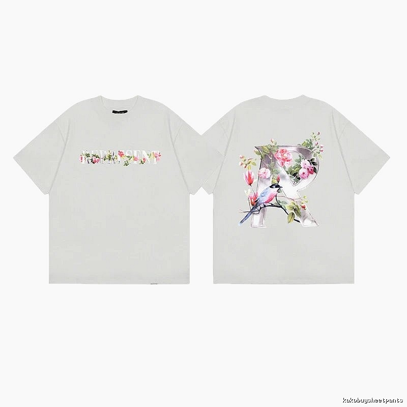 Represent Floral Retro Style Light Grey Short Sleeve T-Shirt