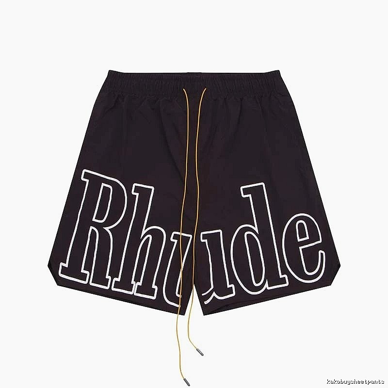 RHUDE letter-style black shorts
