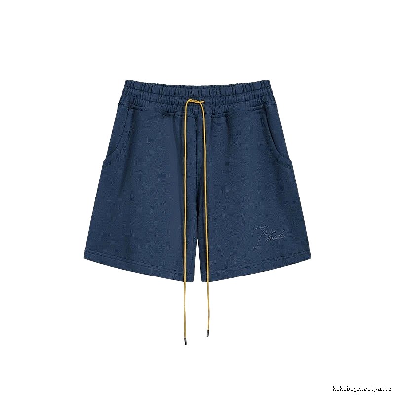 RHUDE minimalist style navy blue shorts