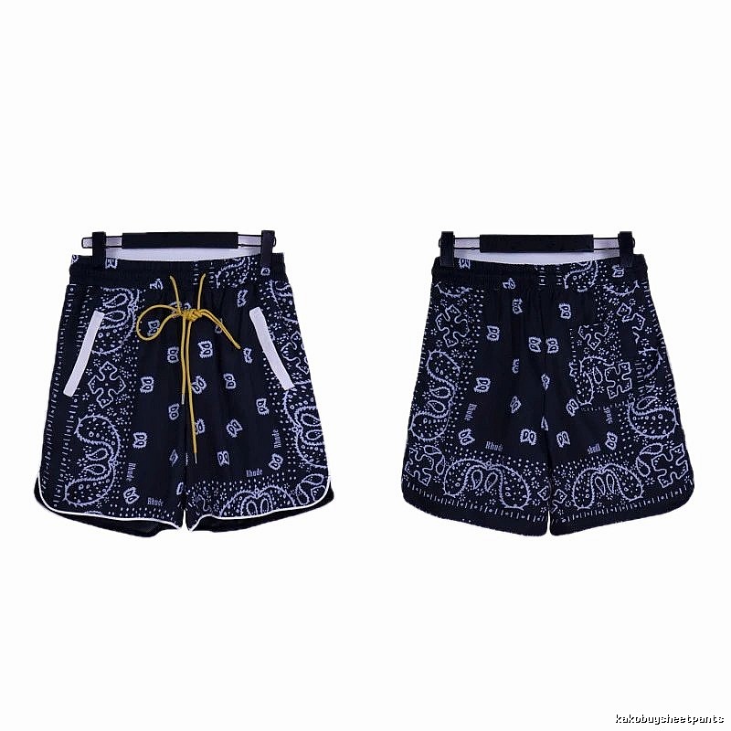 RHUDE retro-style black shorts