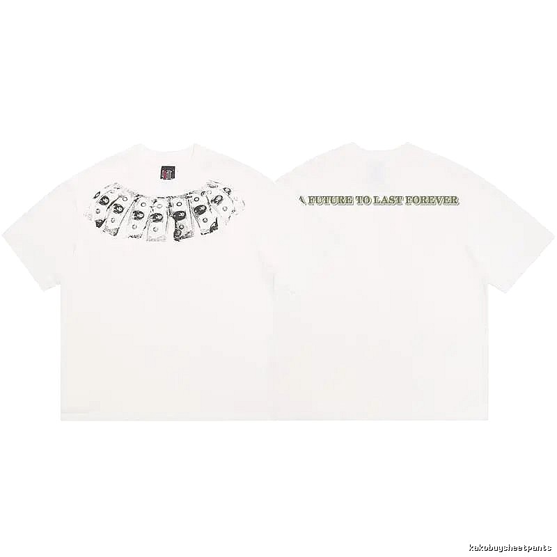 SAINT Dollar Bill Print Street Style White T-Shirt