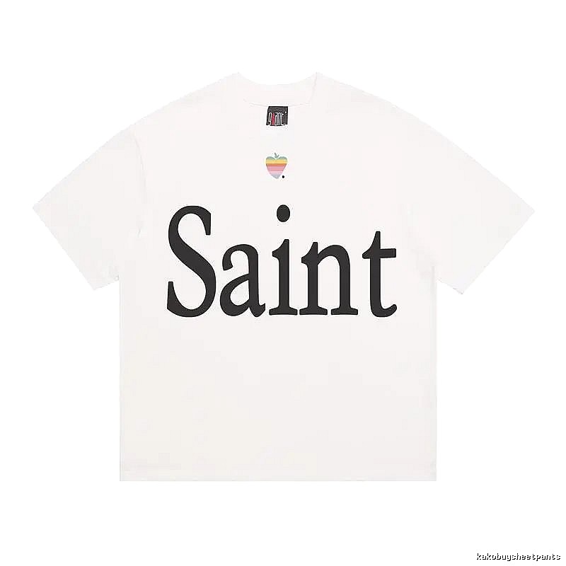 SAINT Letter Print Street Style Off-white T-shirt