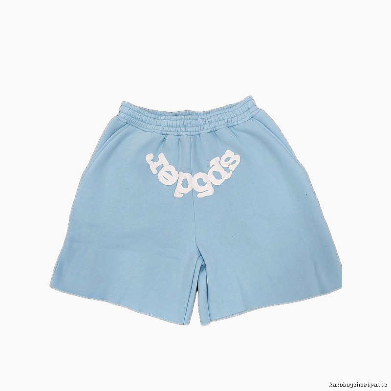 Sp5der Foam Print Street Style Light Blue Shorts