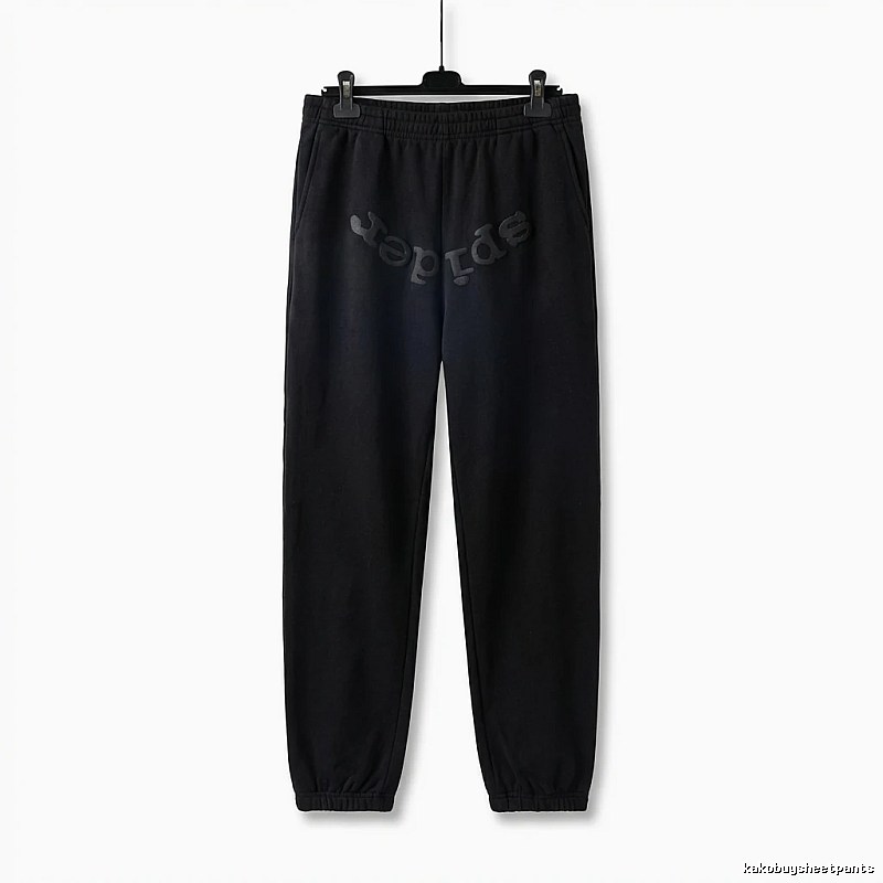 Sp5der Letter Trendy brand Black Sweatpants