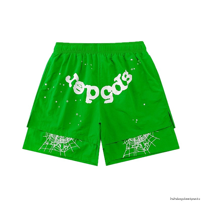 Sp5der Starburst Trendy Cool Green Shorts