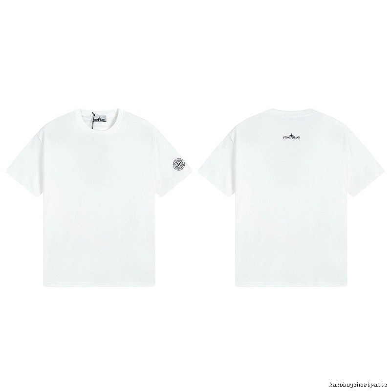Stone Island Badge Minimalist Style White Short-sleeve T-shirt