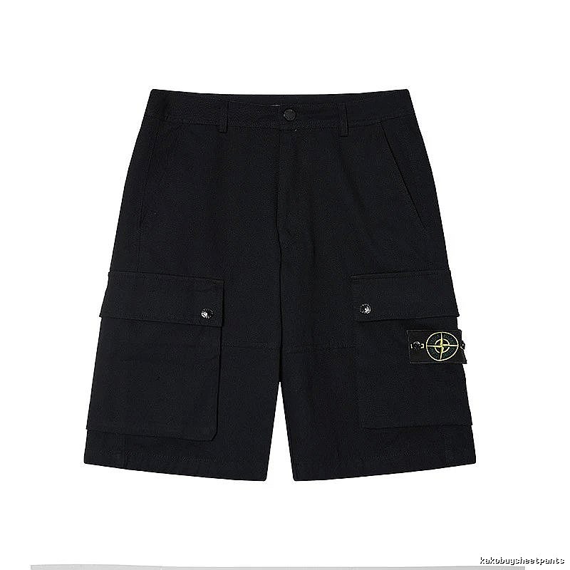 Stone Island Classic Compass Workwear Style Black Shorts
