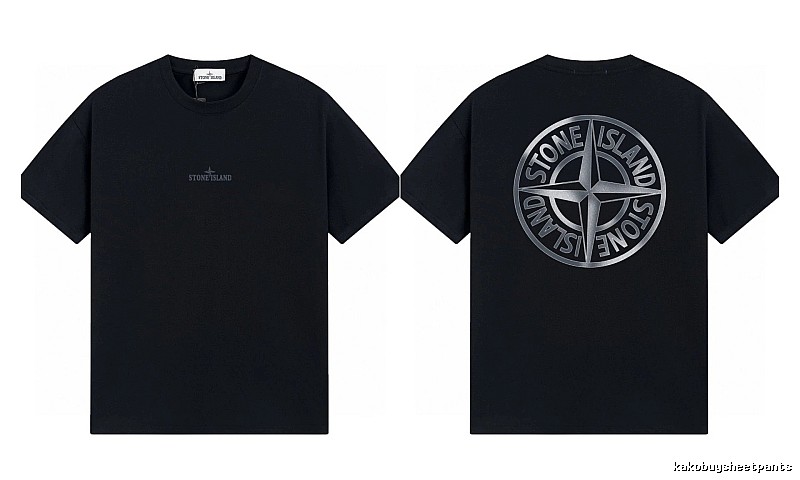 Stone Island Compass Collection Street Style Black T-Shirt
