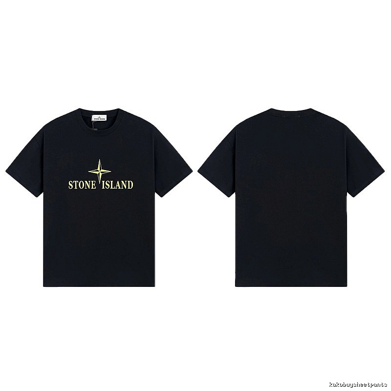 Stone Island Compass Print Street Style Black T-Shirt