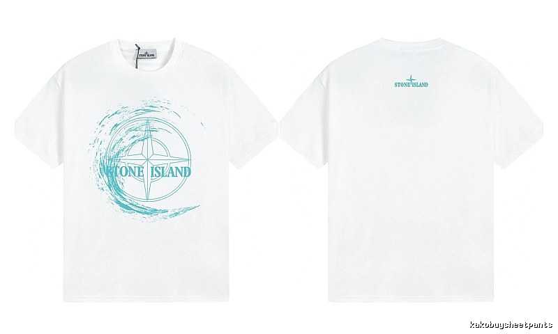 Stone Island Compass Print Street Style White T-Shirt