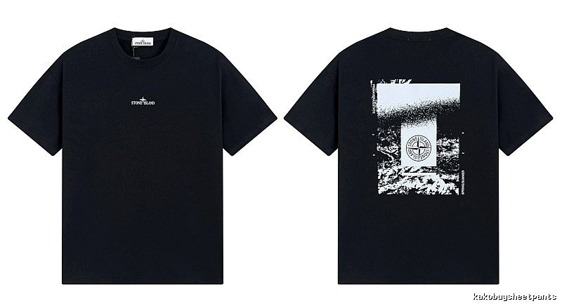 Stone Island Printed Functional Style Black Short Sleeve T-Shirt