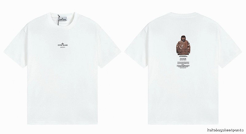 Stone Island Printed Functional Style White Short Sleeve T-shirt