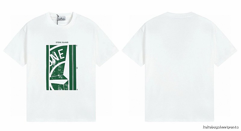 Stone Island Printed Street Style White Short Sleeve T-Shirt