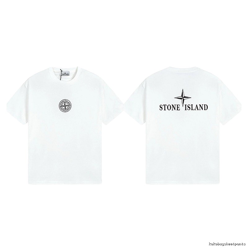 Stone Island Printed Street Style White Short Sleeve T-shirt