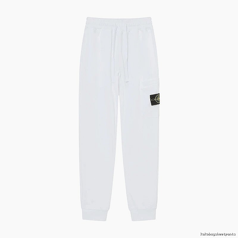 StoneIsland Badge Workwear Style White Sweatpants