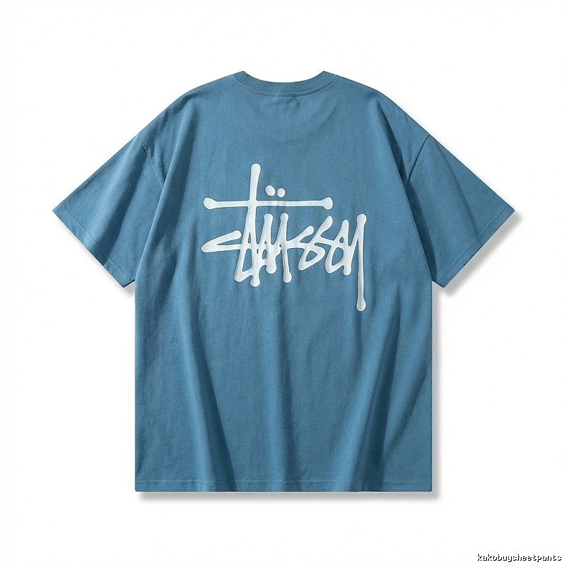 Stussy Basic Style Graffiti Blue T-shirt